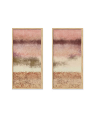 "Abstract watercolor landscape in pastel colors no. 2. Pink" Set of Two Framed Textured Wall Art