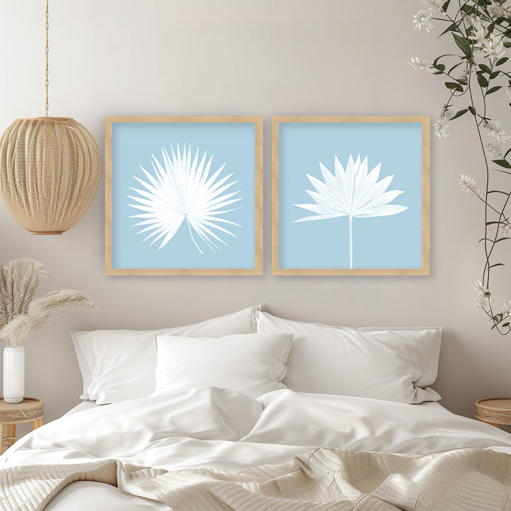 "Azure Oasis" Set of Two Framed Textured Wall Art