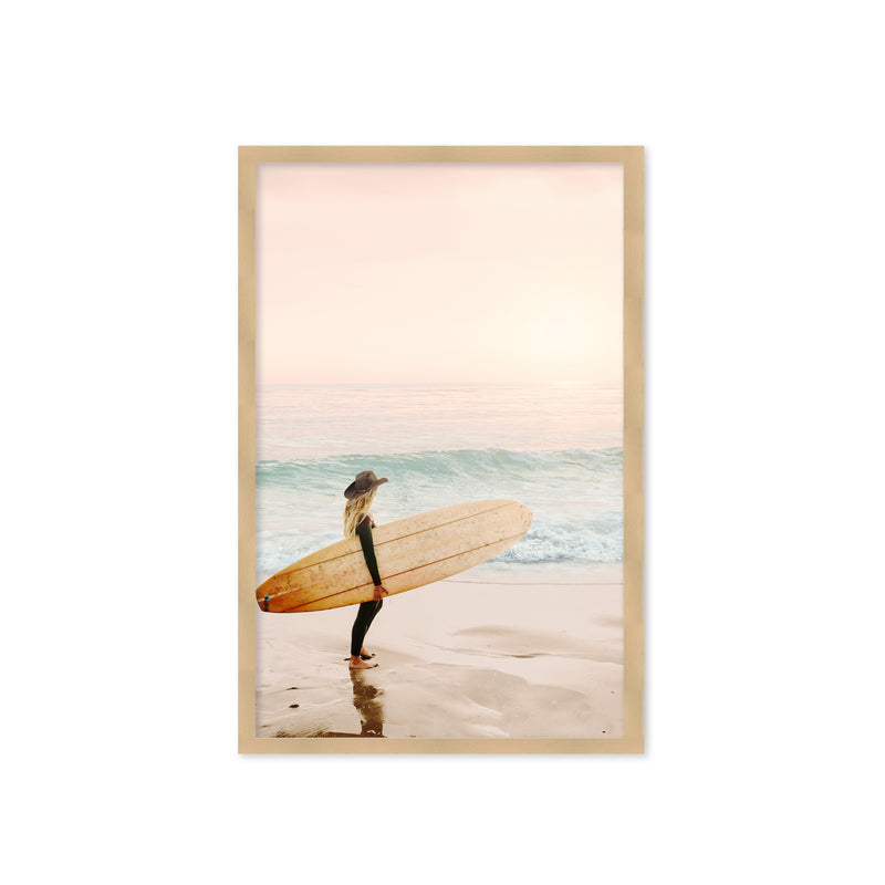 "Surfer Cowgirl" Framed Textured Wall Art