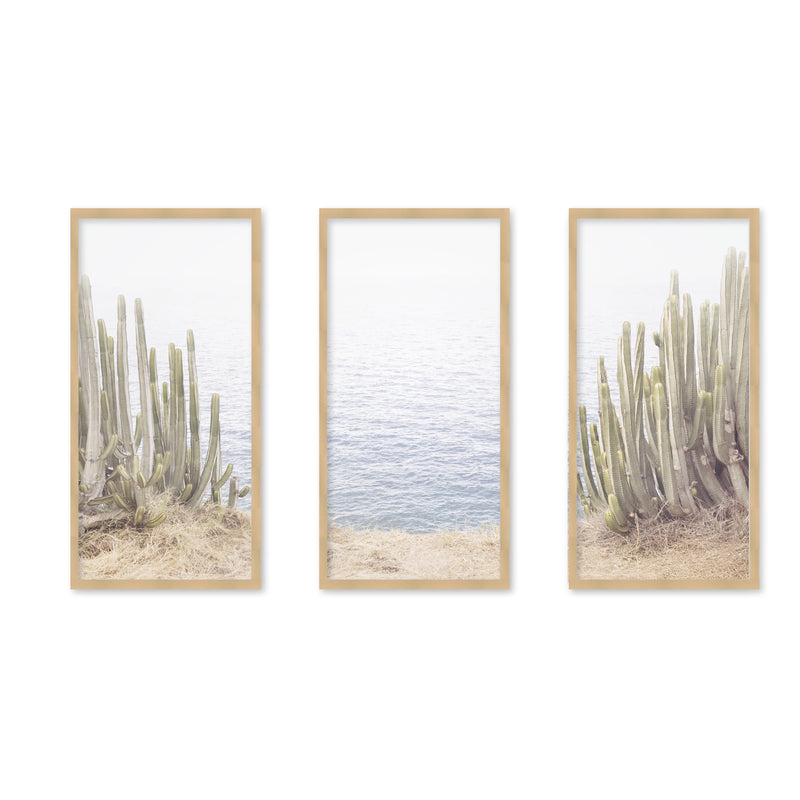 "Ocean Cactus" Set of Three Framed Textured Wall Art