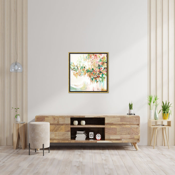 "Blotch Floral"Framed Embellished Canvas  Wall Art