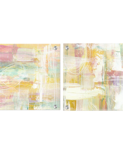 "Amber Floral Abstract Set of Two" Acrylic Wall Art