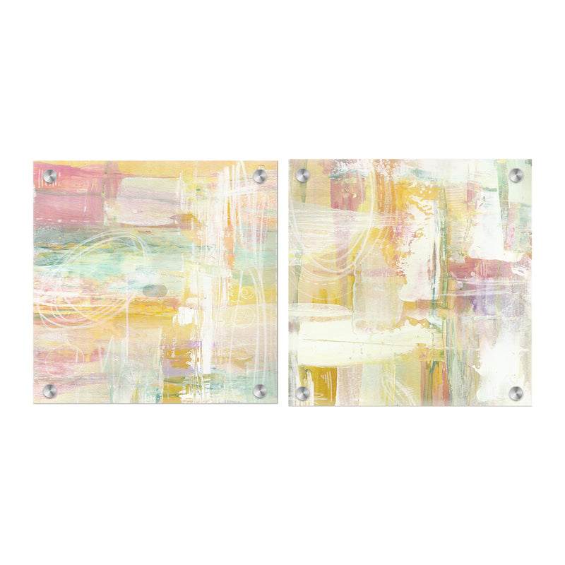 "Amber Floral Abstract Set of Two" Acrylic Wall Art