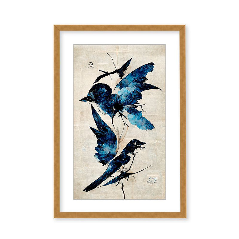 "Blue Birds" Framed Matted Print Wall Art