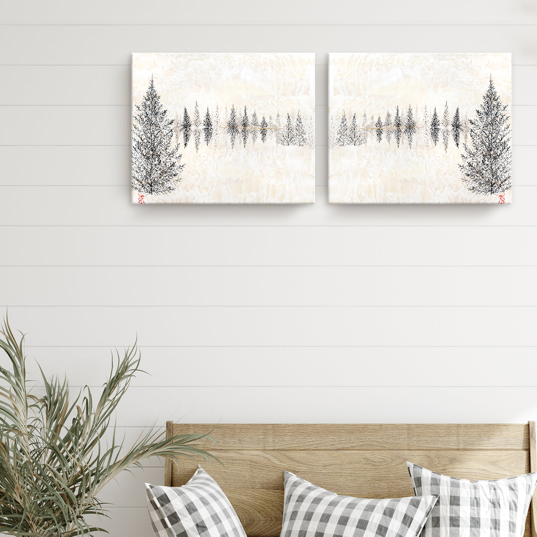 "Monoscape V-II" Set Canvas Wall Art By Karen Biery