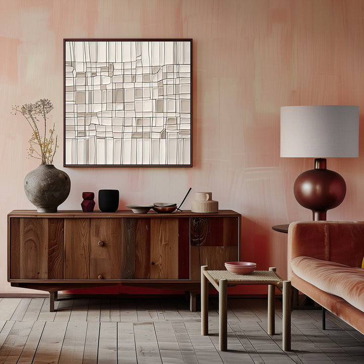 "Tiles nAo1" Framed Canvas Wall Art by Alma Studio