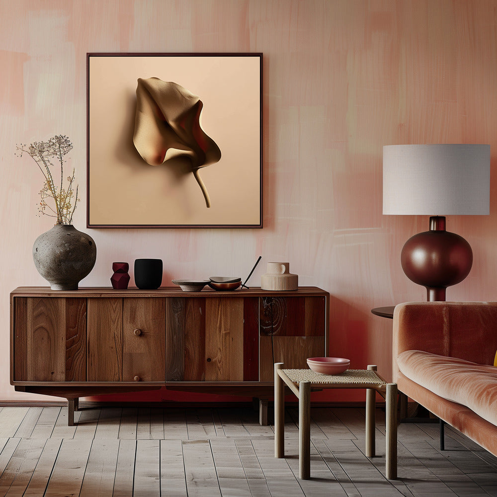"Metallic flora nAo1" Framed Canvas Wall Art by Alma Studio
