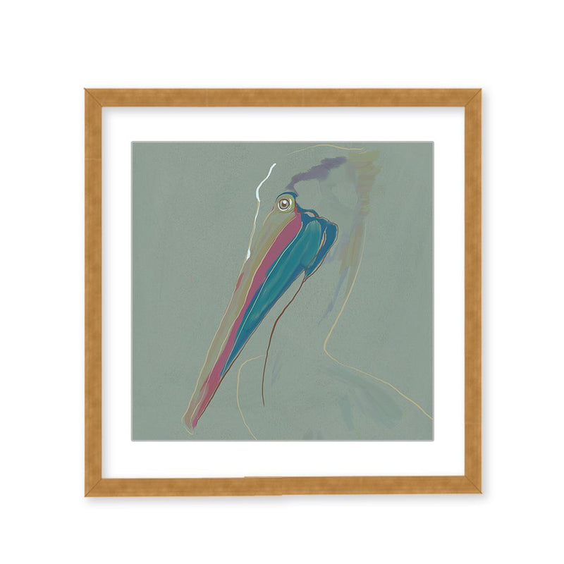 "Coastal Drift: Pelican" Framed Matted Print Wall Art