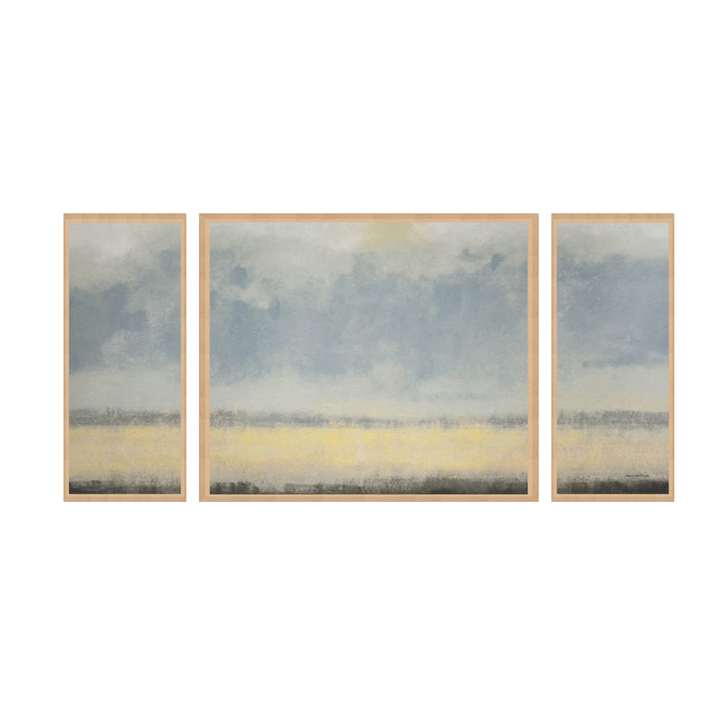 "Warm Coastal Breeze" Set of Three Framed Canvas Wall Art