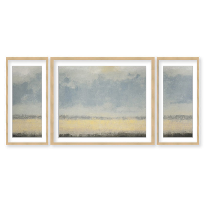 "Warm Coastal Breeze" Set of Three Framed Matted Print Wall Art