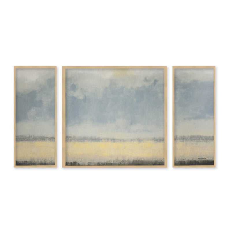 "Warm Coastal Breeze"Set of Three Framed Textured Wall Art