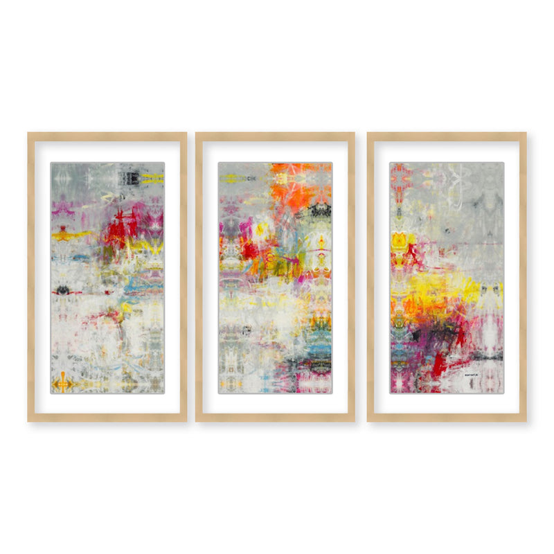 "Day In The Sun" Set of Three Framed Matted Print Wall Art