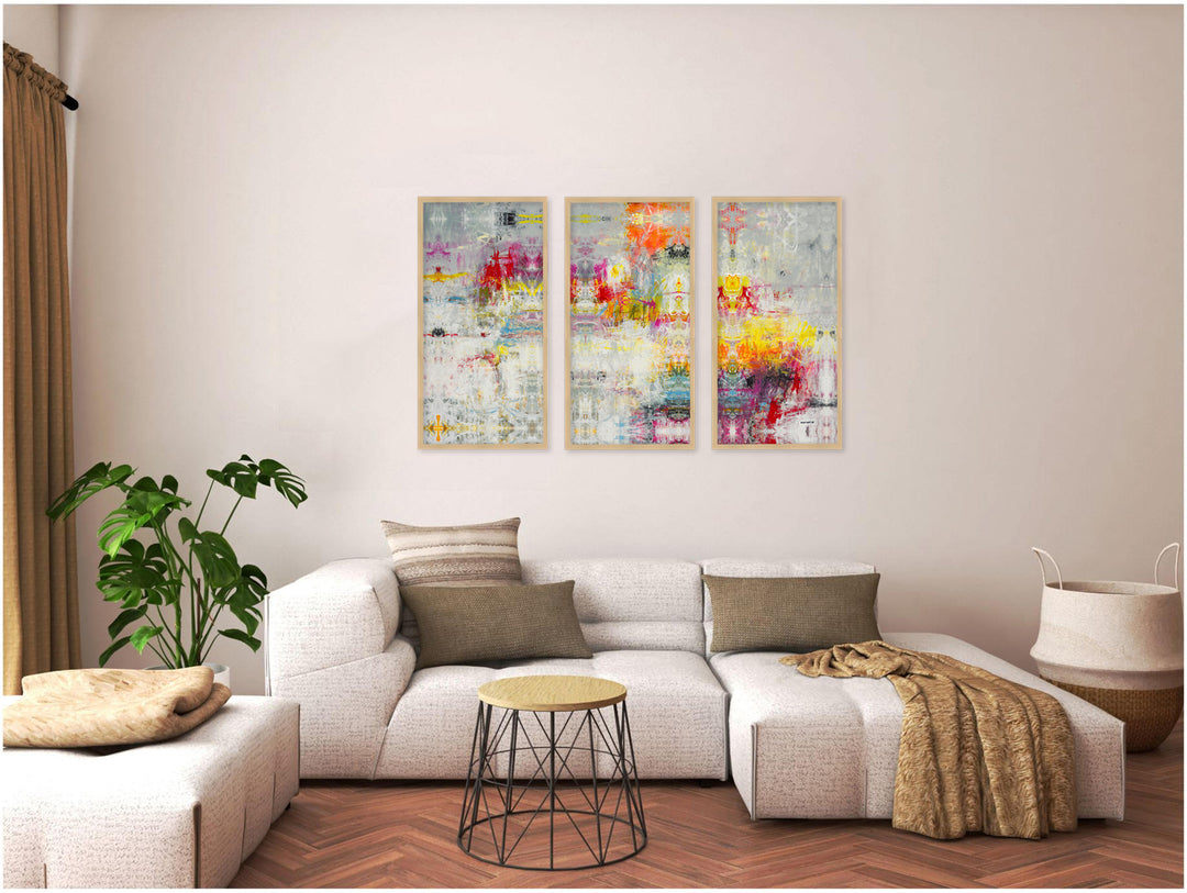 "Day In The Sun"Set of Three Framed Textured Wall Art
