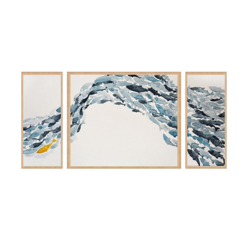 "Goldfish" Set of Three Framed Canvas Wall Art