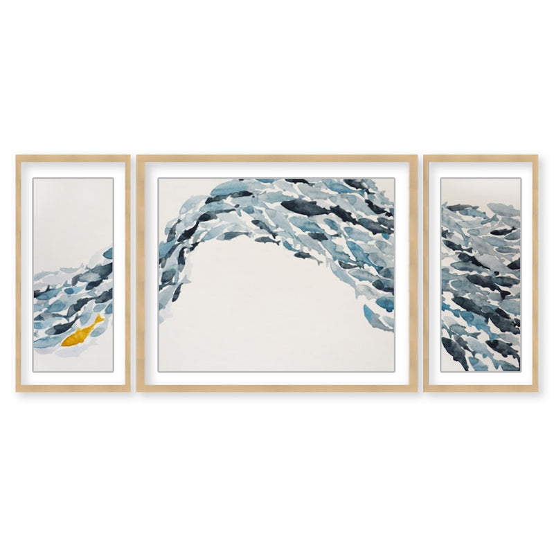 "Goldfish" Set of Three Framed Matted Print Wall Art