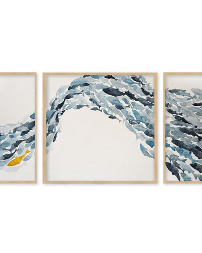 "Goldfish"Set of Three Framed Textured Wall Art