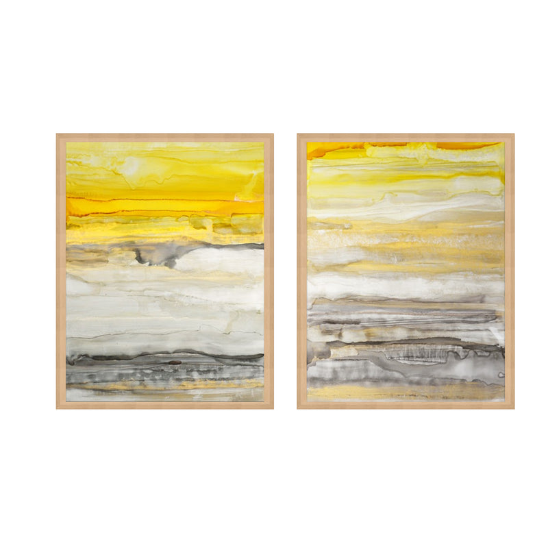 "New Sunset I/II"Set of Two Framed Canvas Wall Art