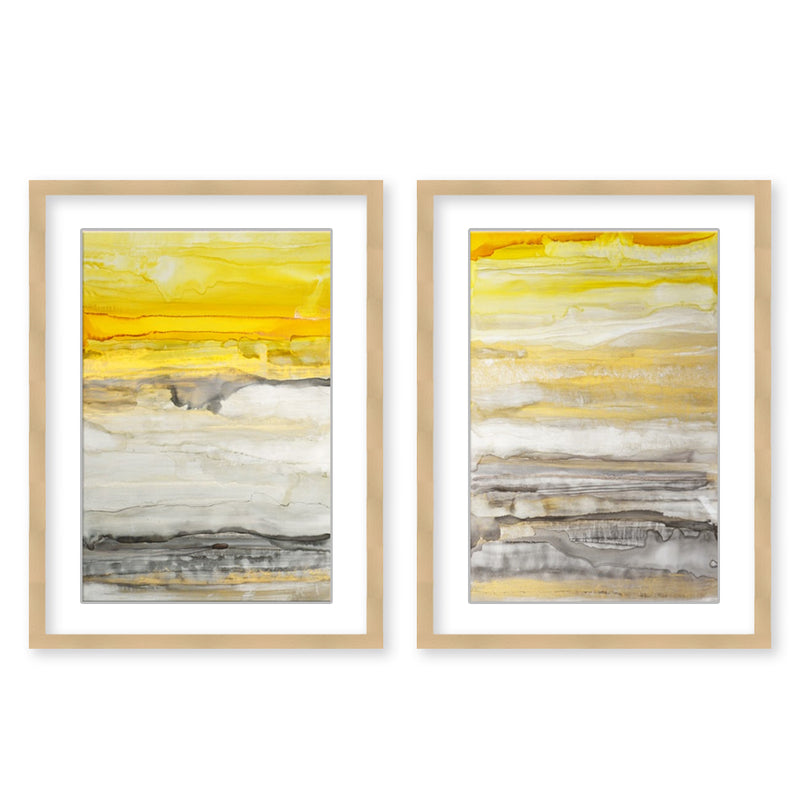 "New Sunset I/II"Set of Two Framed Matted Print Wall Art