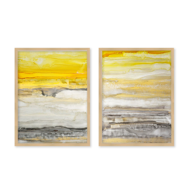 "New Sunset I/II"Set of Two Framed Textured Wall Art