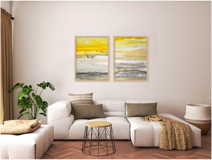 "New Sunset I/II"Set of Two Framed Matted Print Wall Art