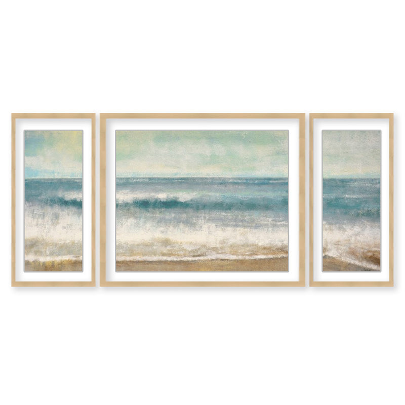 "Beach Memories" Set of Three Framed Matted Print Wall Art