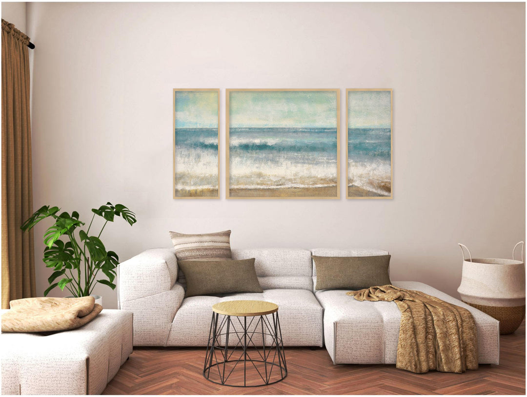 "Beach Memories"Set of Three Framed Textured Wall Art