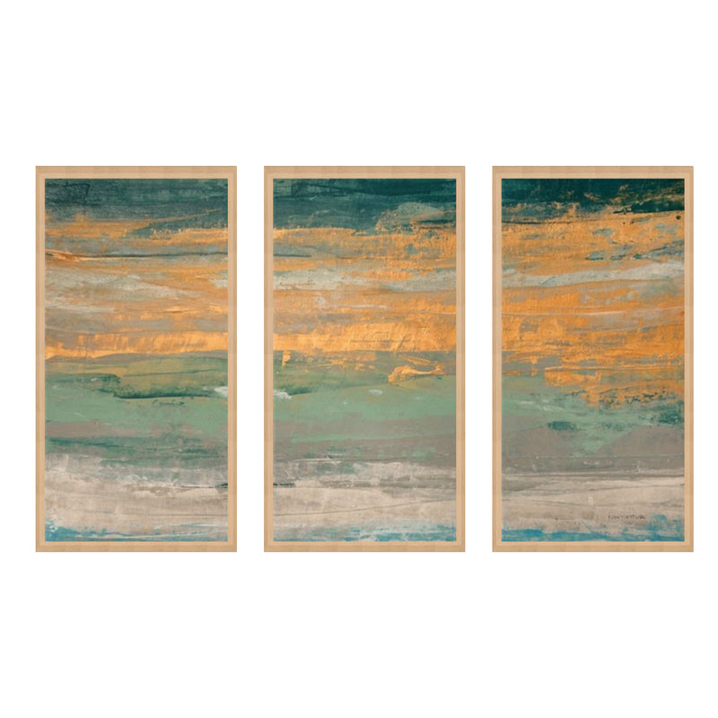 "Sparkling Seas II" Set of Three Framed Canvas Wall Art