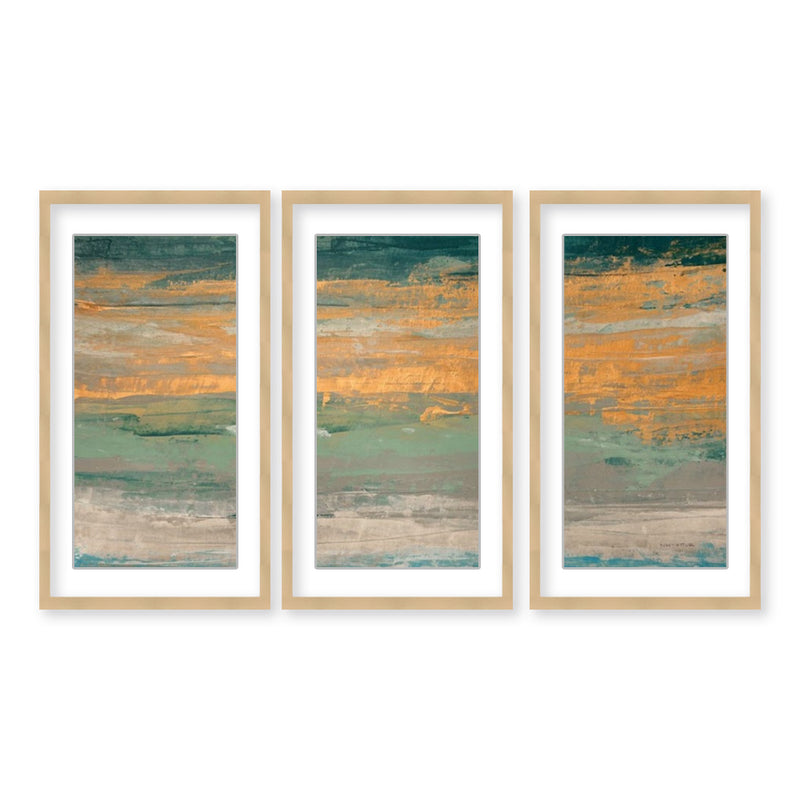 "Sparkling Seas II" Set of Three Framed Matted Print Wall Art