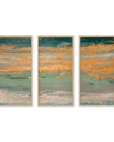 "Sparkling Seas II"Set of Three Framed Textured Wall Art