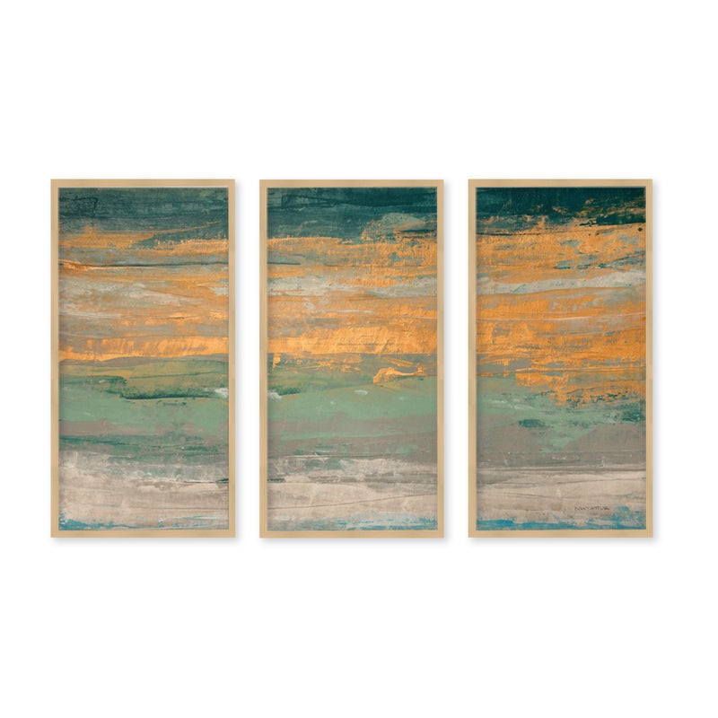 "Sparkling Seas II"Set of Three Framed Textured Wall Art