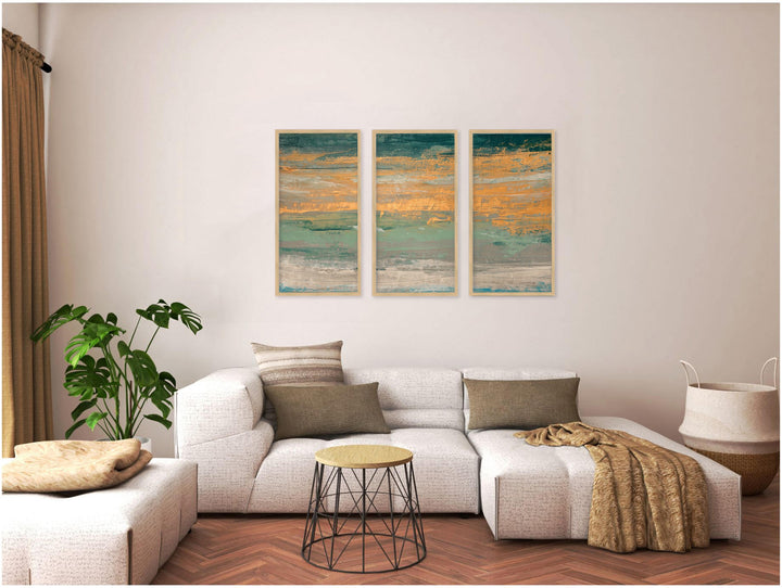 "Sparkling Seas II"Set of Three Framed Textured Wall Art