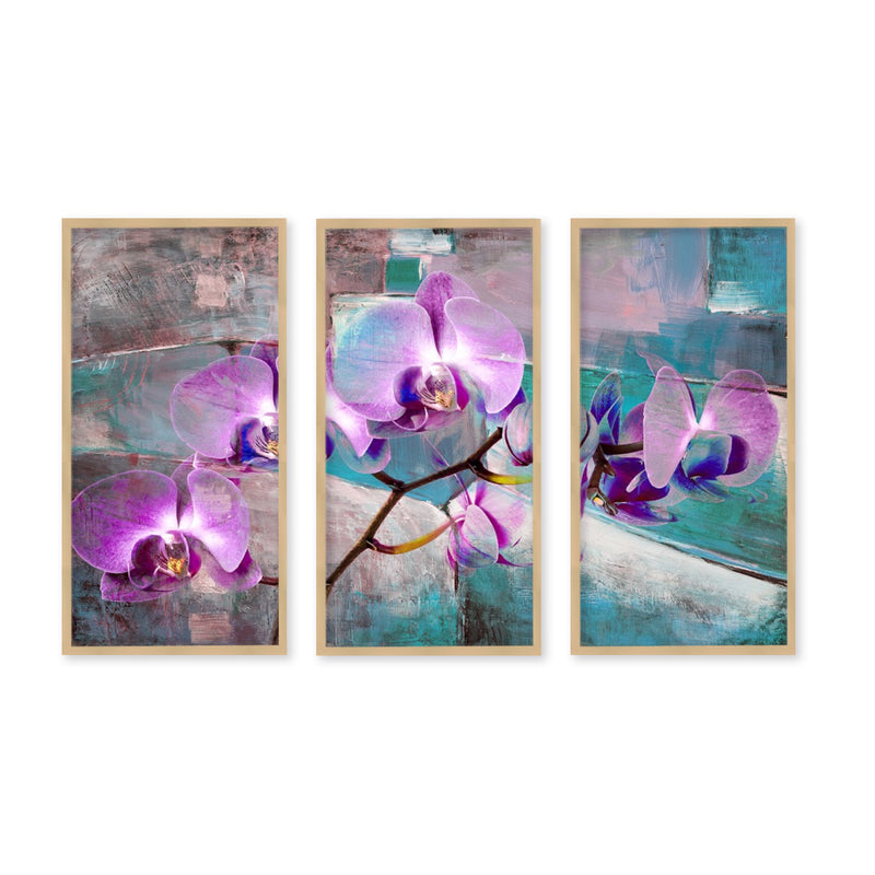 "Painted Petals XIX"Set of Three Framed Textured Wall Art