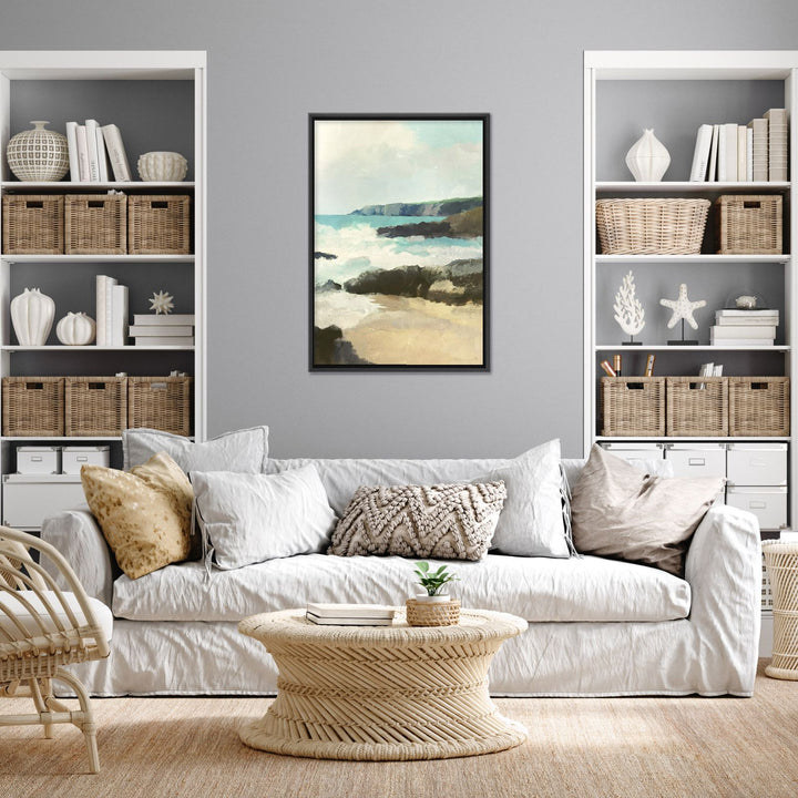 "Rocky Beach" Framed Canvas Wall Art