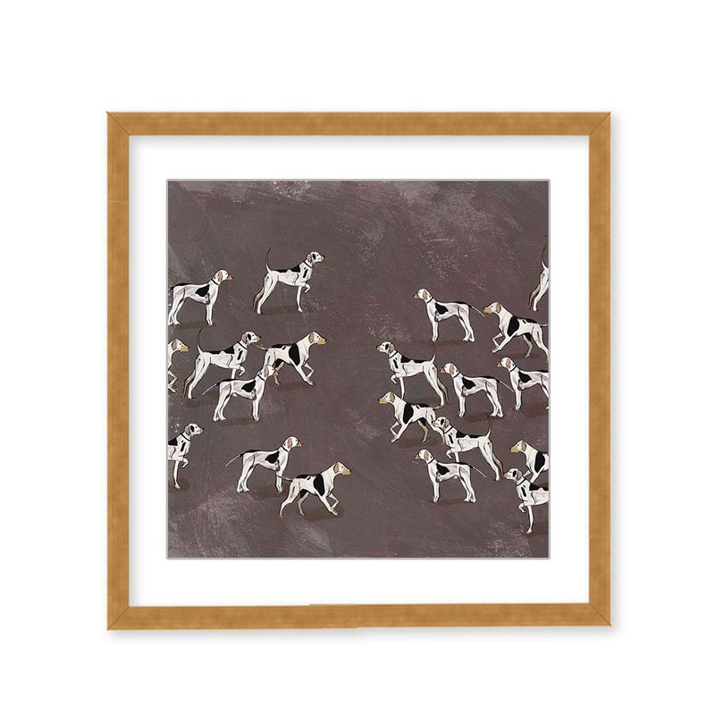 "Modern Ensemble: Sleek Hound Soirée"Framed Matted Print Wall Art