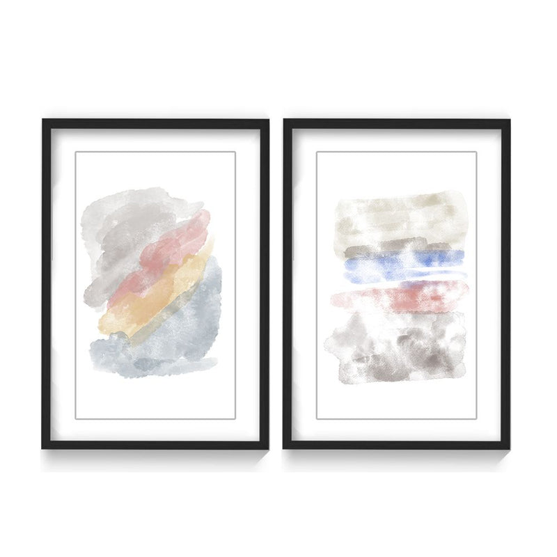 "Chromatic Reverie Diptych" Framed Matted Print  Wall Art