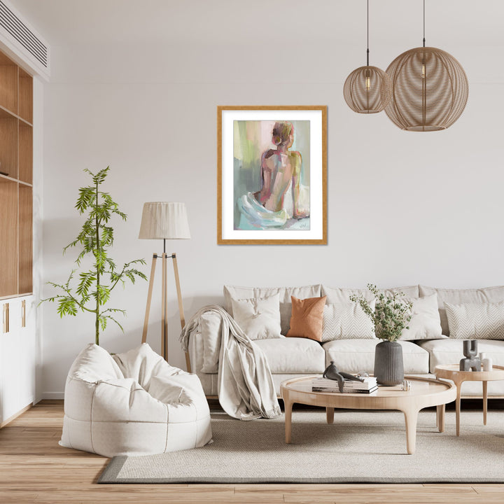 "Grace in Pose: A Portrait of Feminine Elegance" Framed Matted Print Wall Art