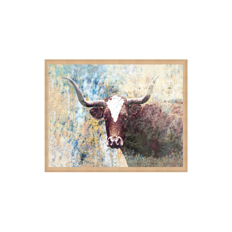 "Long Horns" Framed Canvas Wall Art