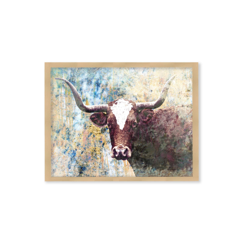 "Long Horns" Framed Textured Wall Art