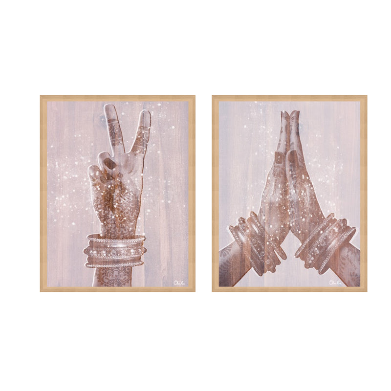 "Peace And Namaste"Set of Two Framed Canvas Wall Art