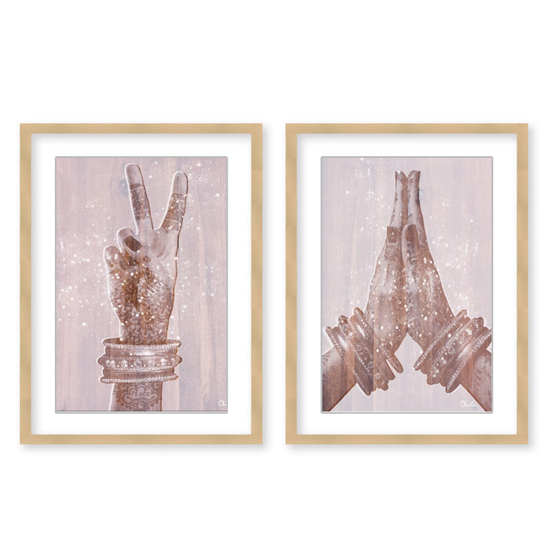 "Peace And Namaste"Set of Two Framed Matted Print Wall Art