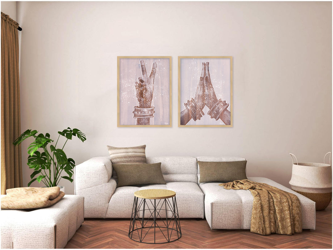 "Peace And Namaste"Set of Two Framed Canvas Wall Art