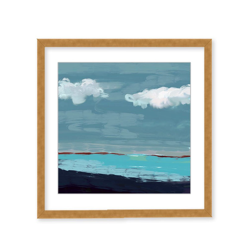 "Radiant Horizons: Abstract Seascape" Framed Matted Print Wall Art