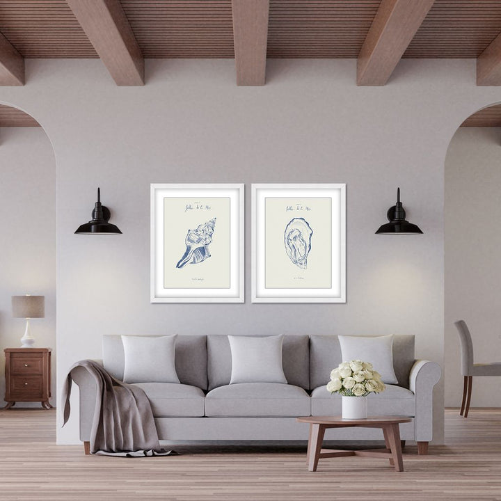"Filles de la mer- La conchiglia Diptych" Framed Matted Print Wall Art