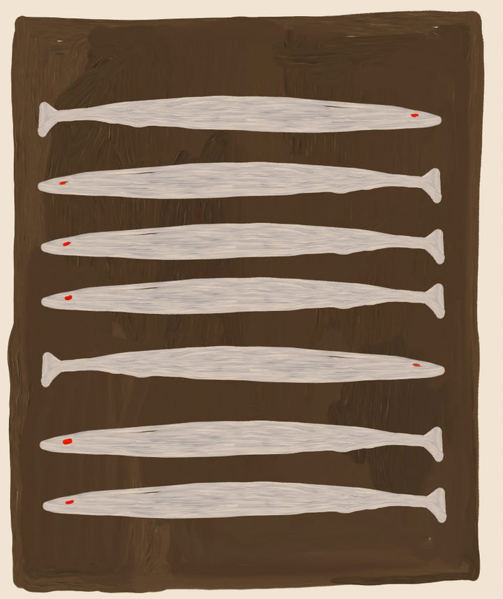 "Seven White Fish Pattern" by Josie George — Animal Wall Art