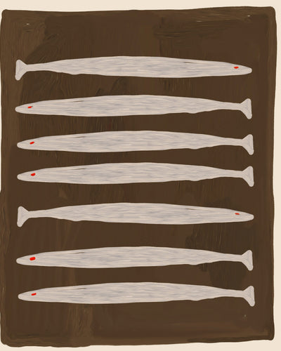 "Seven White Fish Pattern" by Josie George — Animal Wall Art