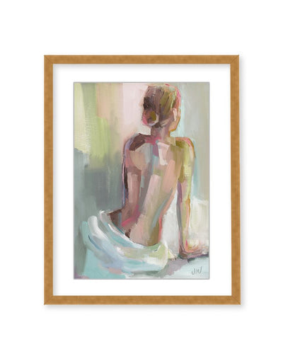 "Grace in Pose: A Portrait of Feminine Elegance" Framed Matted Print Wall Art