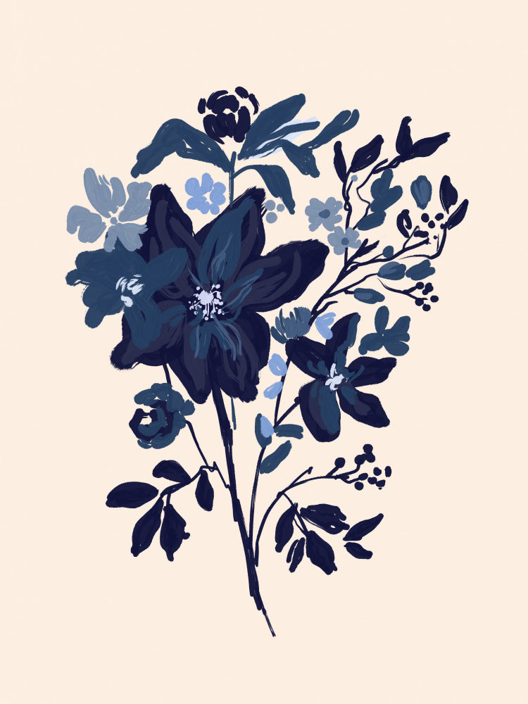 "Blue Floral Bouquet" by Josie George — Botanical Wall Art