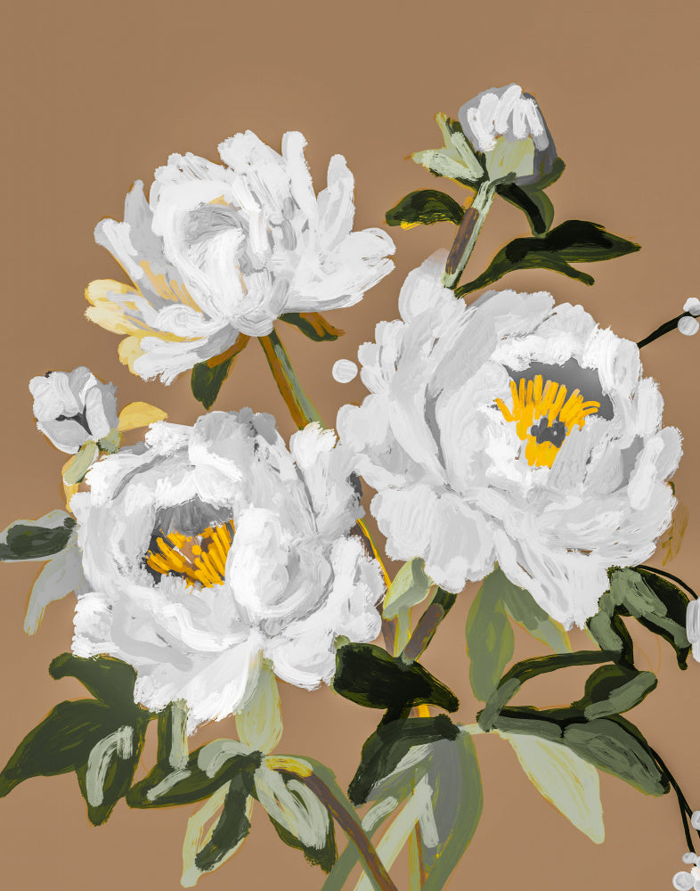 "White Peony Blossoms" by Josie George — Botanical Wall Art