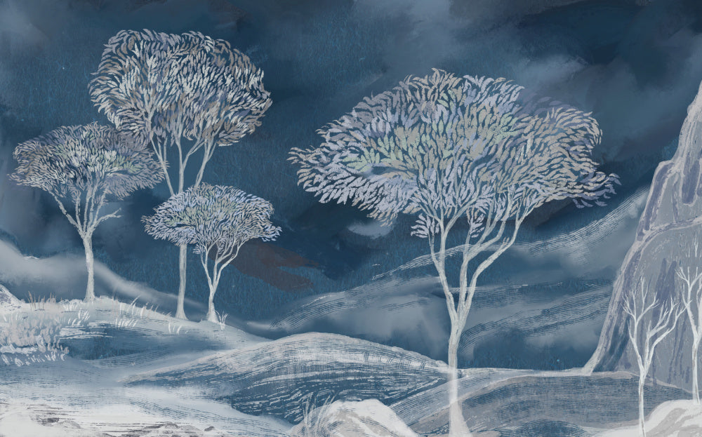 "Blue Winter Trees" by Josie George — Landscape Wall Art