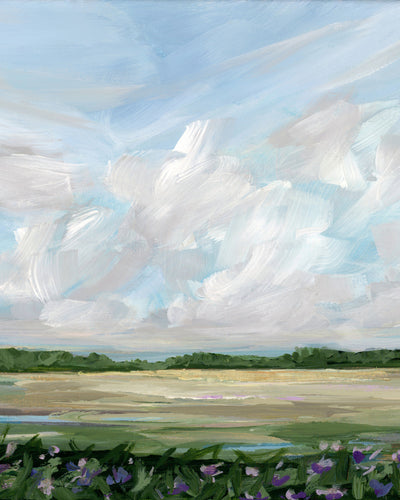 "Cloudy Meadow With Flowers" by Nicole Walsh — Landscape Wall Art